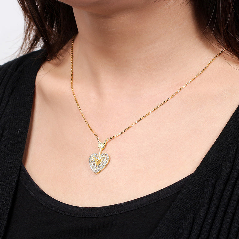 Copper Radiance: Heart-Shaped Diamond Necklace - Net Red Design