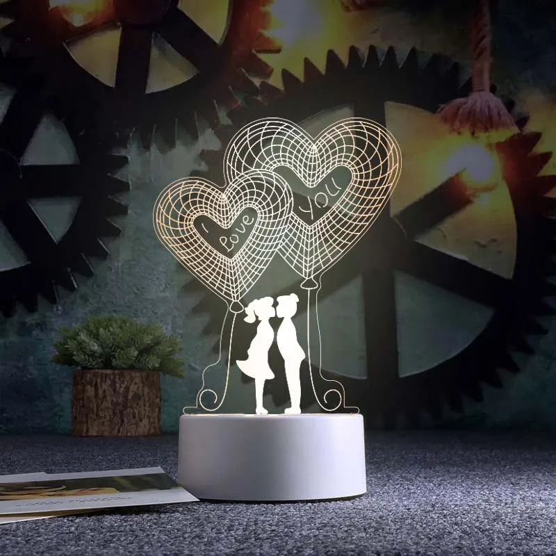Valentine's Day 3D Night Light Acrylic USB Lamp