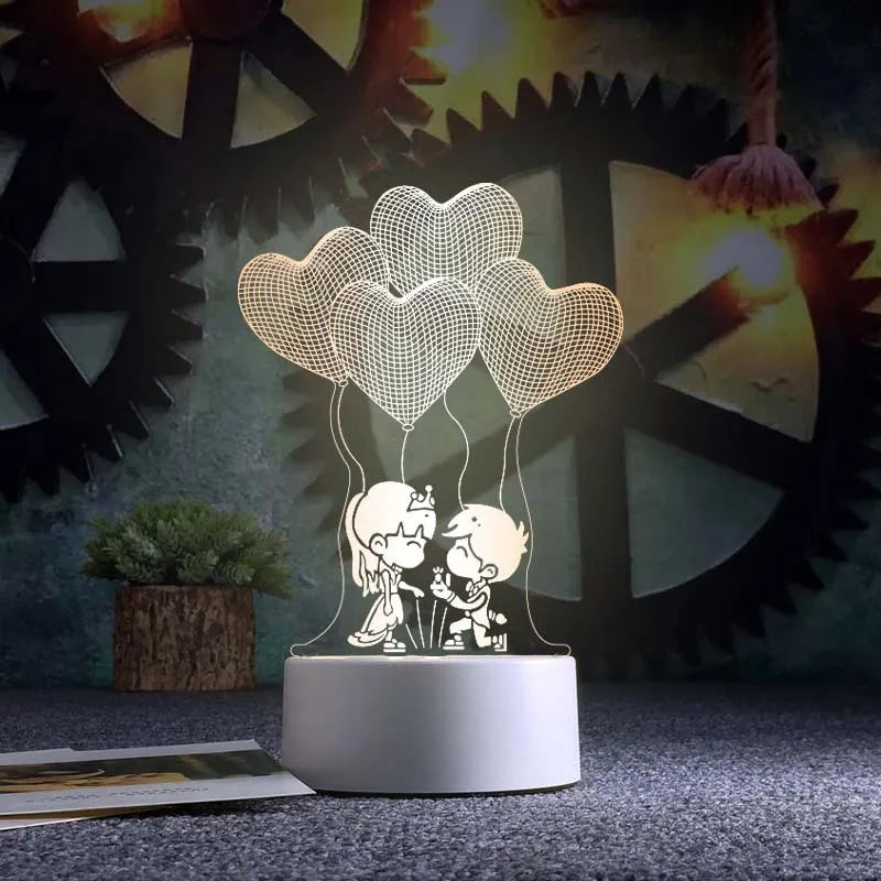 Valentine's Day 3D Night Light Acrylic USB Lamp