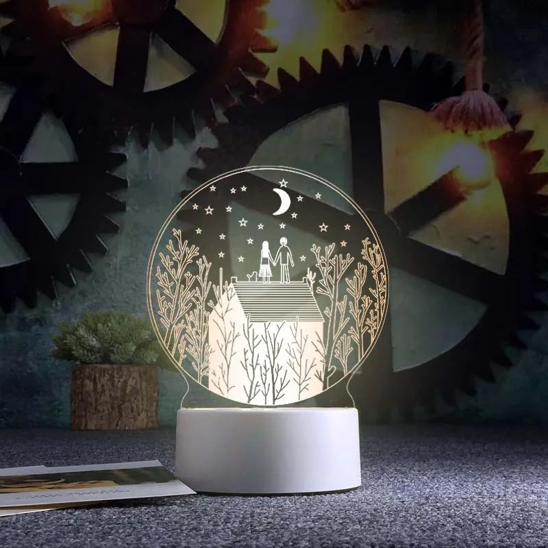 Valentine's Day 3D Night Light Acrylic USB Lamp
