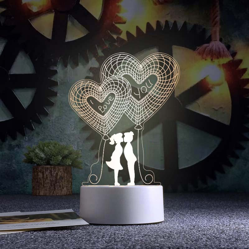Valentine's Day 3D Night Light Acrylic USB Lamp