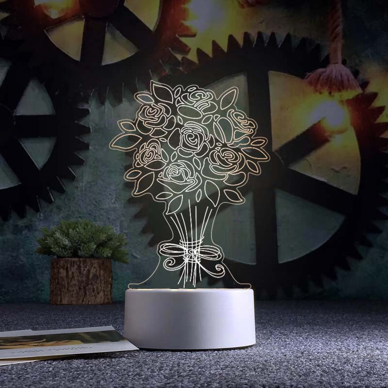 Valentine's Day 3D Night Light Acrylic USB Lamp
