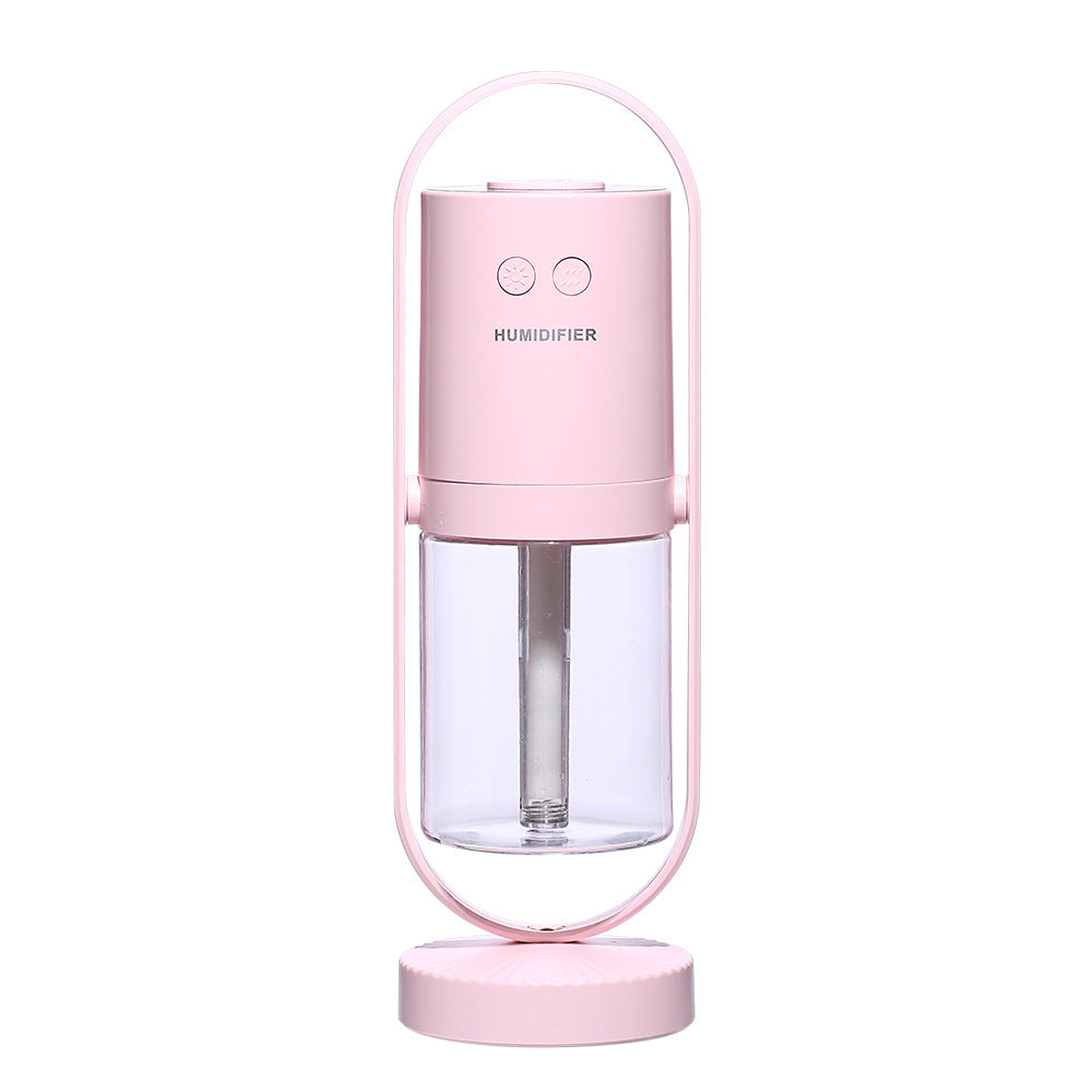 LED Projection Night Light USB Humidifier - 360° Rotary Atomization, Mini Office Air Purifier