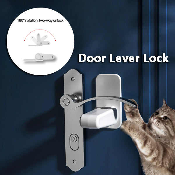 KeyGuard Child and Pet Safety Door Lever Lock with Anti-theft Feature and Door Stops
