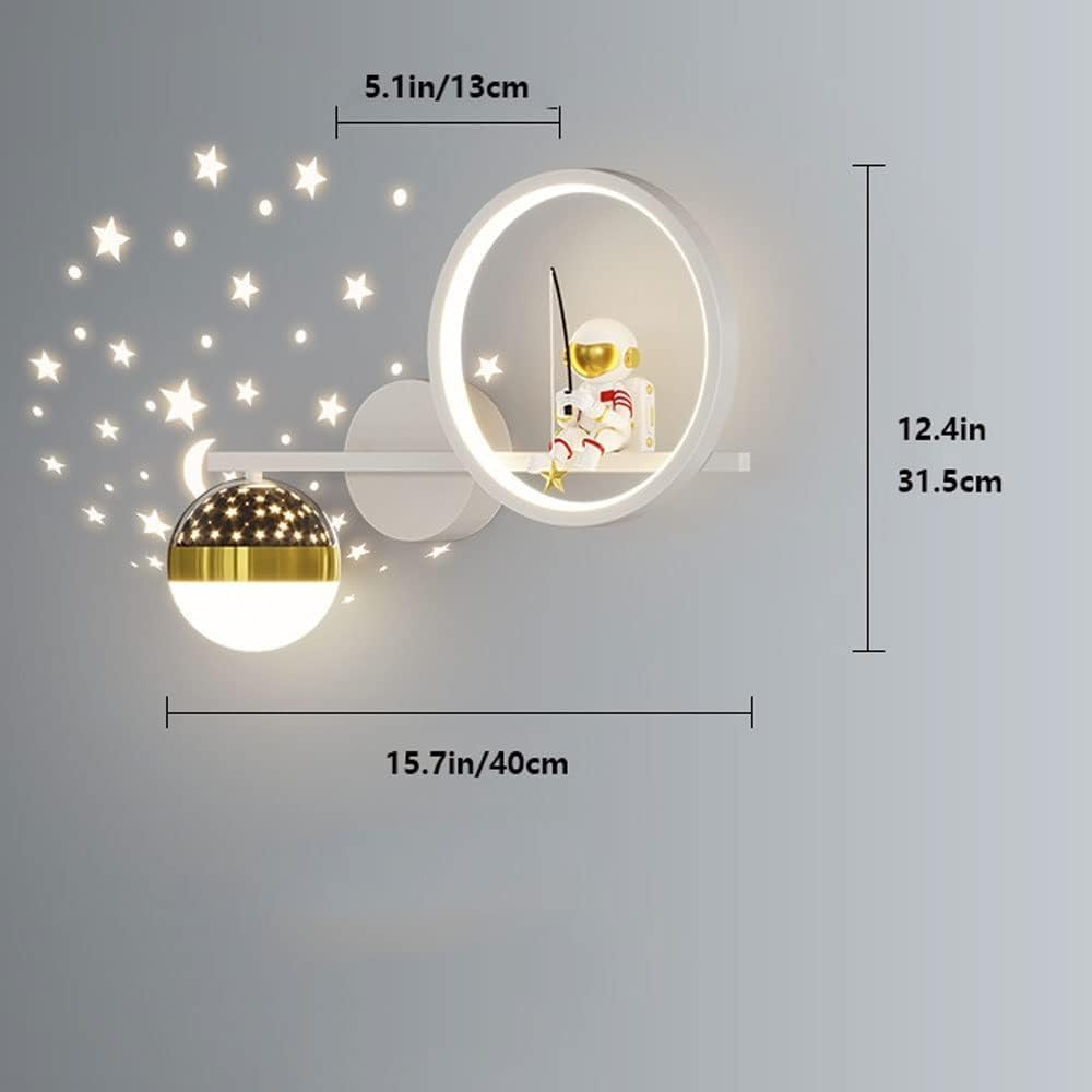 Kids Astronaut Moon Star Projection Sky Ball Wall Lamp - Bedroom Bedside Decor