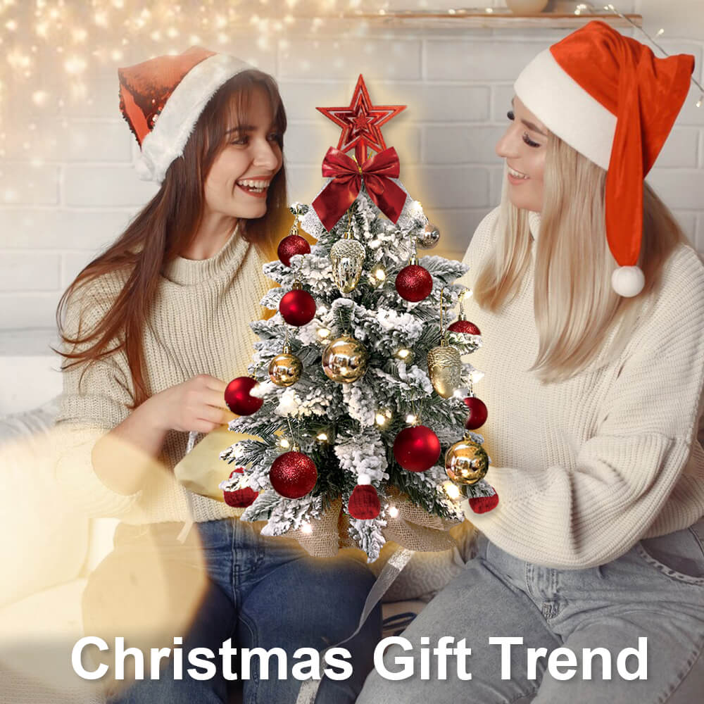 2ft Mini Noel Ağacı, Işıklı Yapay Küçük Masa Üstü Noel Dekorasyonu, Zarif Dekor ve Noel Süsleri