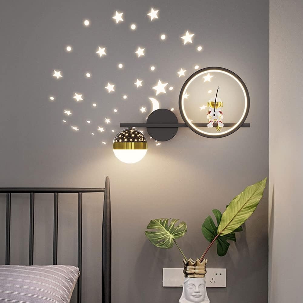 Kids Astronaut Moon Star Projection Sky Ball Wall Lamp - Bedroom Bedside Decor