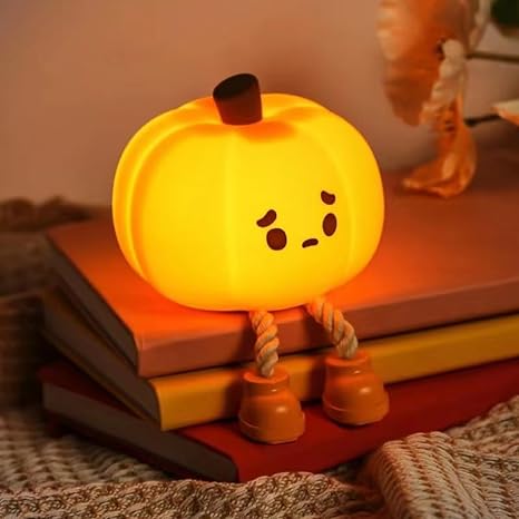 Cute Glow: Rechargeable Pumpkin Night Light - Soft Silicone Lamp with Touch Dimming