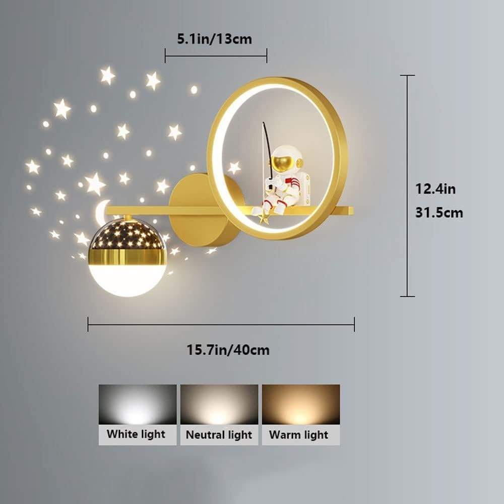 Kids Astronaut Moon Star Projection Sky Ball Wall Lamp - Bedroom Bedside Decor