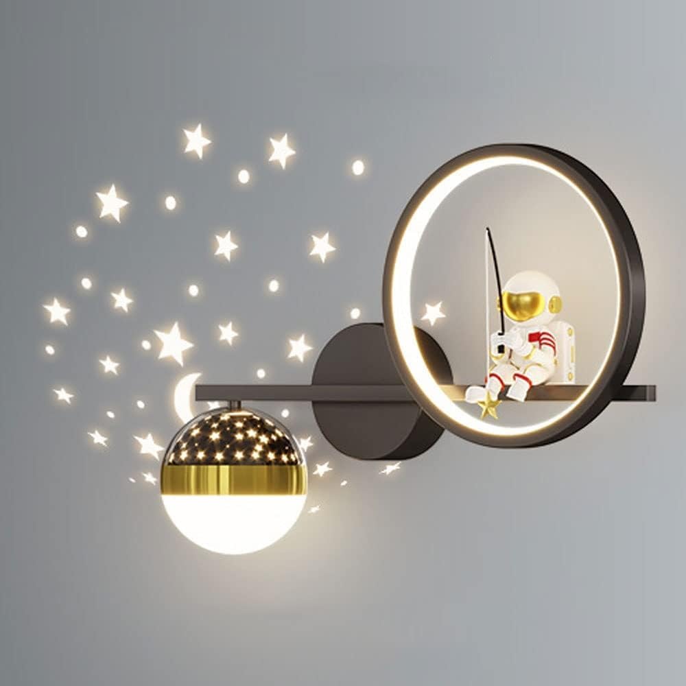 Kids Astronaut Moon Star Projection Sky Ball Wall Lamp - Bedroom Bedside Decor