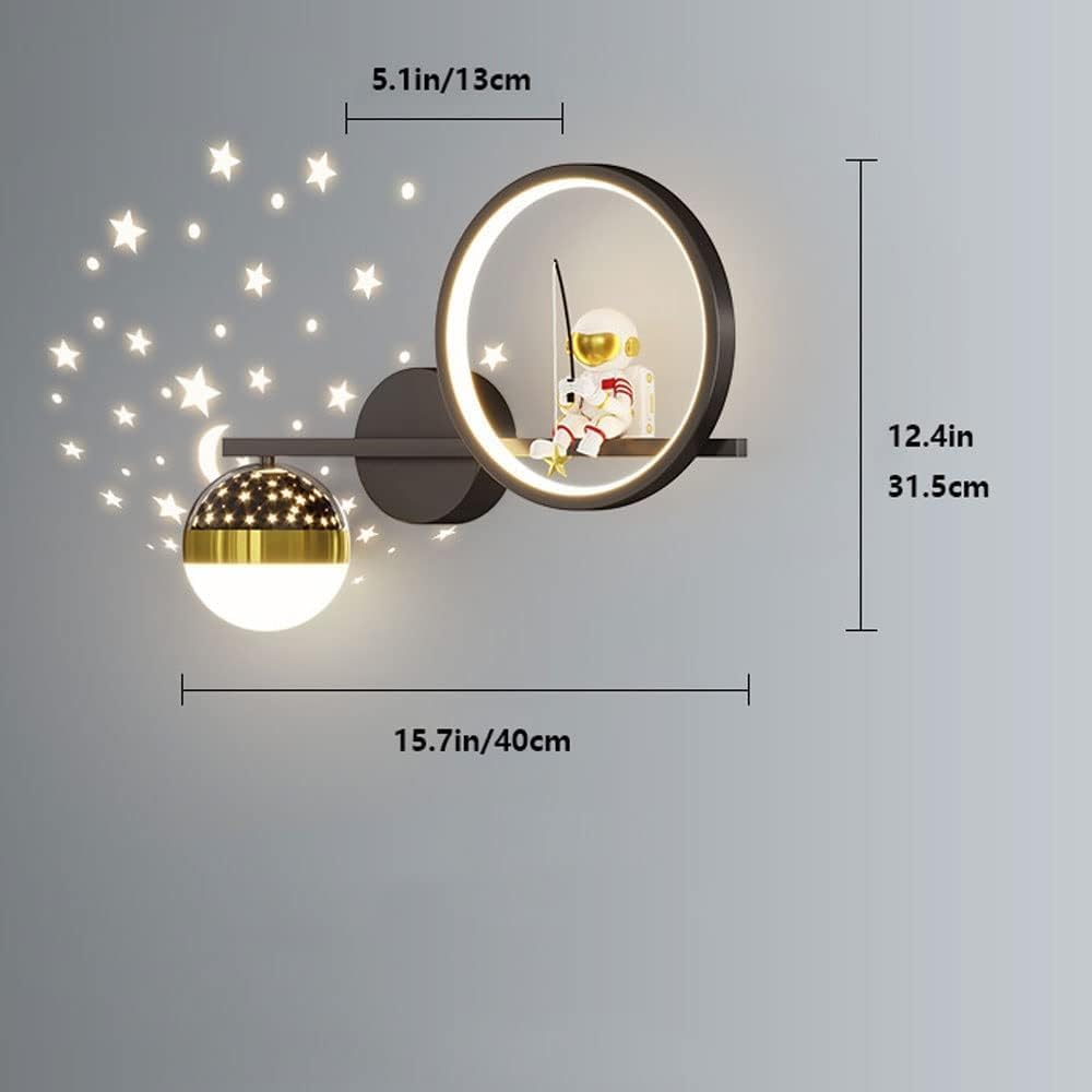Kids Astronaut Moon Star Projection Sky Ball Wall Lamp - Bedroom Bedside Decor