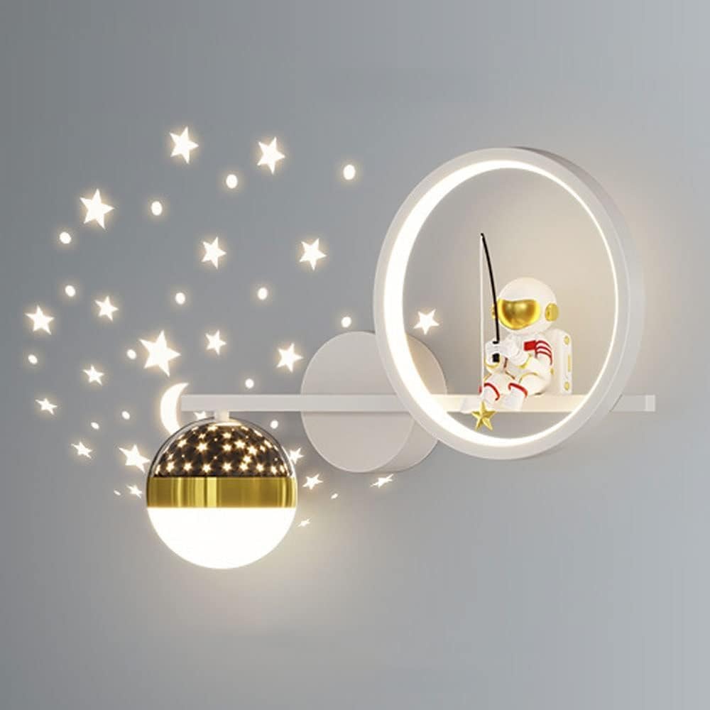 Kids Astronaut Moon Star Projection Sky Ball Wall Lamp - Bedroom Bedside Decor