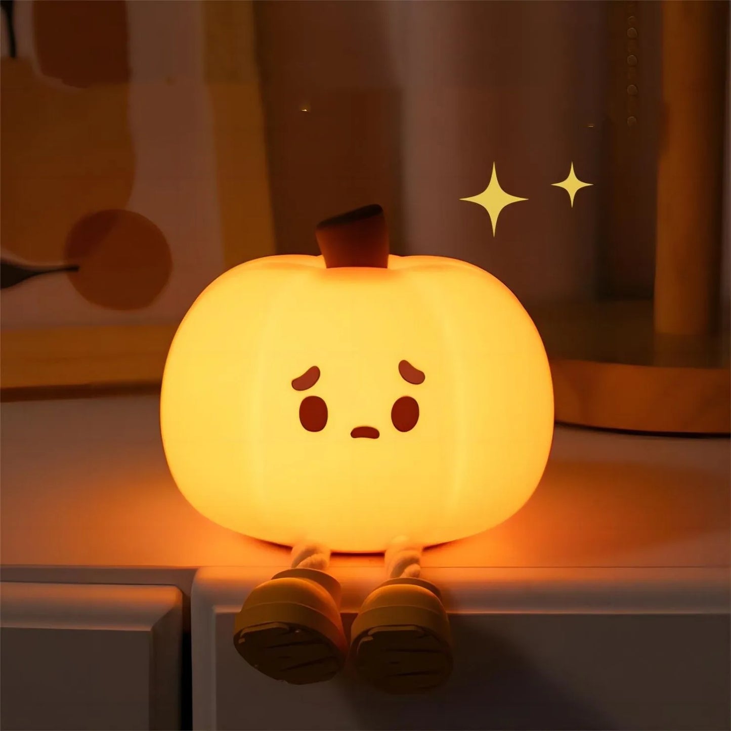 Cute Glow: Rechargeable Pumpkin Night Light - Soft Silicone Lamp with Touch Dimming