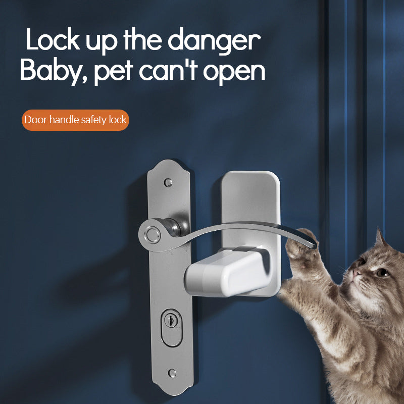 KeyGuard Child and Pet Safety Door Lever Lock with Anti-theft Feature and Door Stops