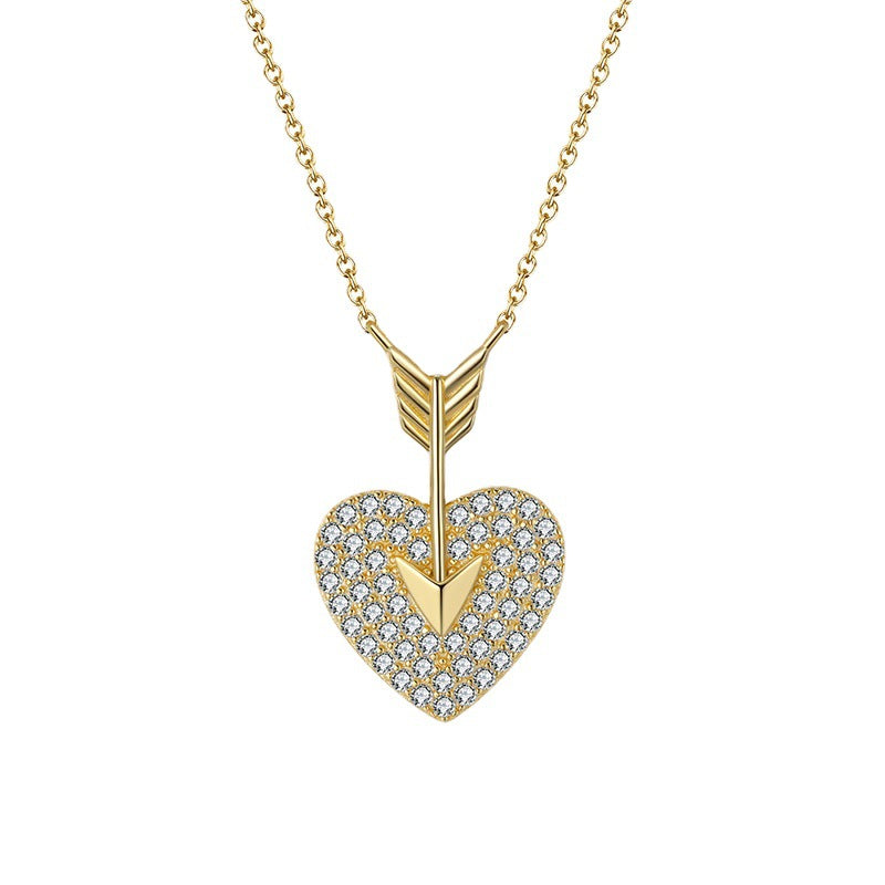 Copper Radiance: Heart-Shaped Diamond Necklace - Net Red Design