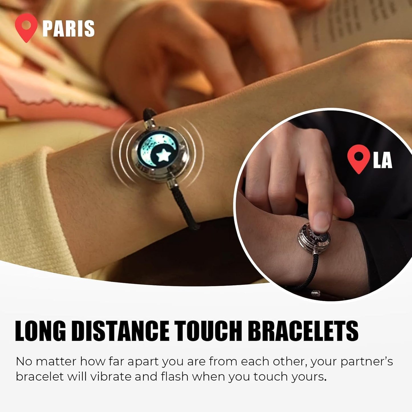 Sun-Moon Smart Sensing Couple Vibration & Light Bracelet