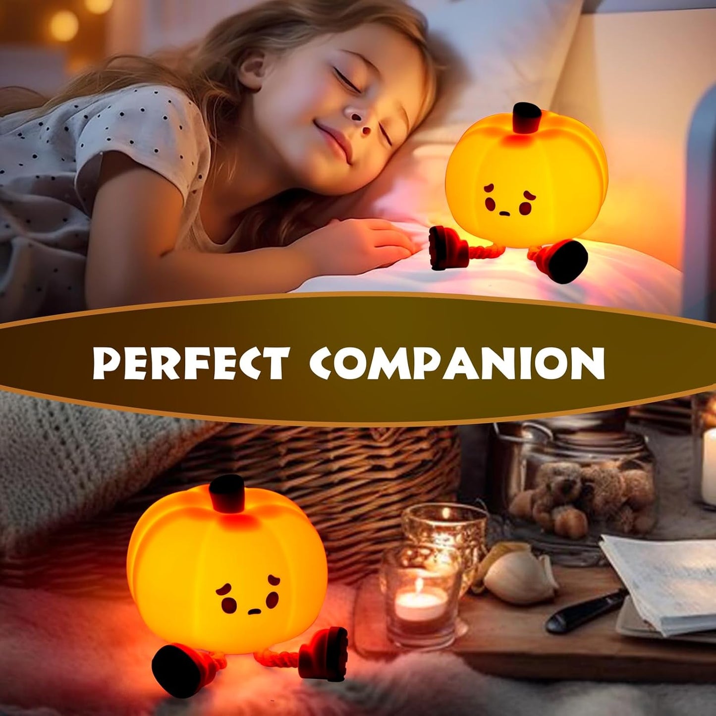 Cute Glow: Rechargeable Pumpkin Night Light - Soft Silicone Lamp with Touch Dimming