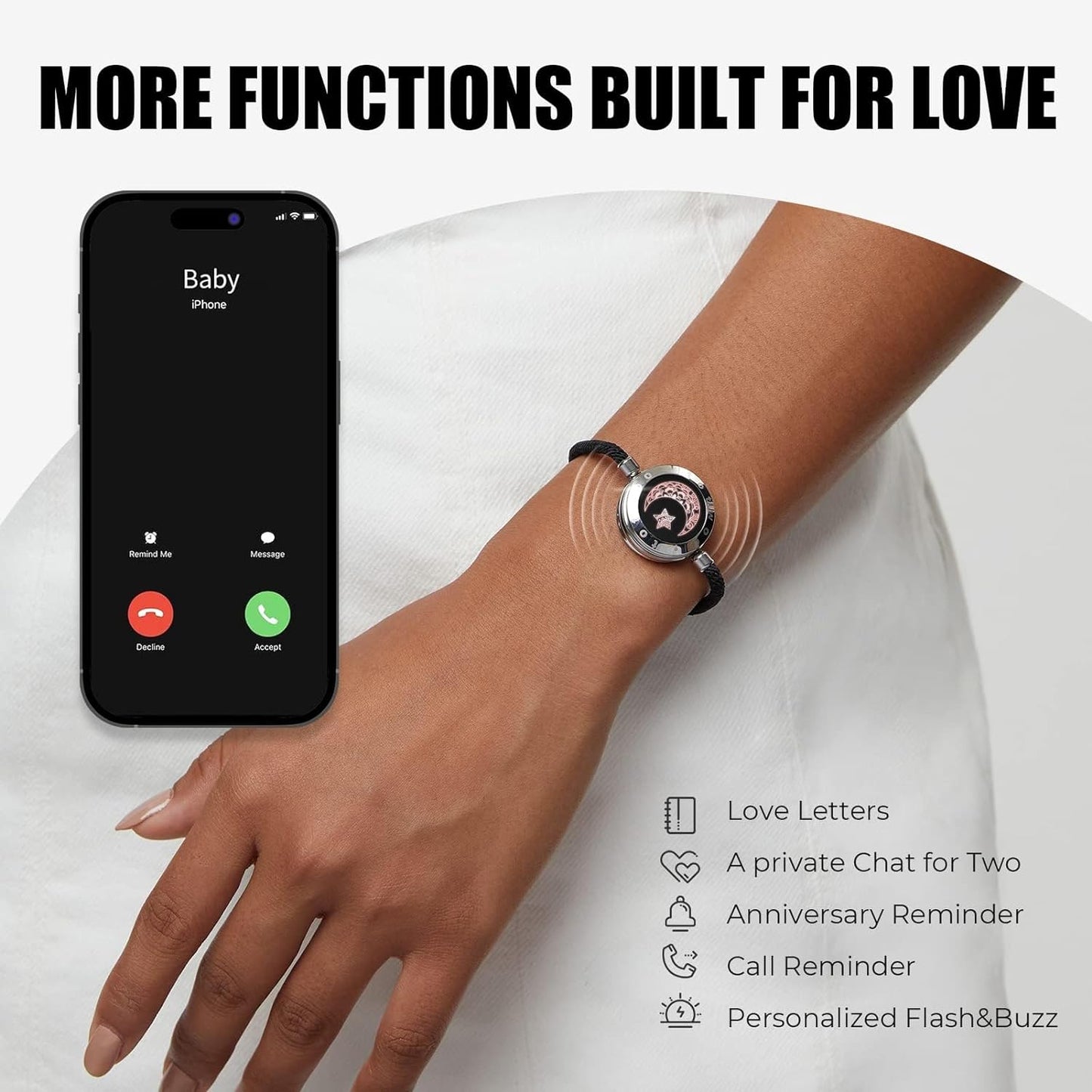 Sun-Moon Smart Sensing Couple Vibration & Light Bracelet