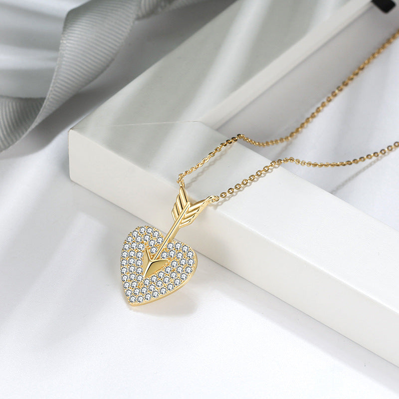 Copper Radiance: Heart-Shaped Diamond Necklace - Net Red Design
