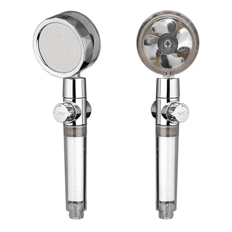 High-Pressure 360° Turbo Propeller Shower Head with Fan Extension and Holder