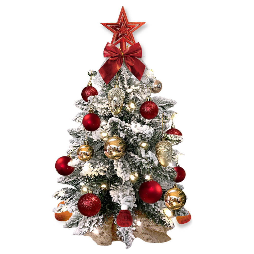 2ft Mini Noel Ağacı, Işıklı Yapay Küçük Masa Üstü Noel Dekorasyonu, Zarif Dekor ve Noel Süsleri