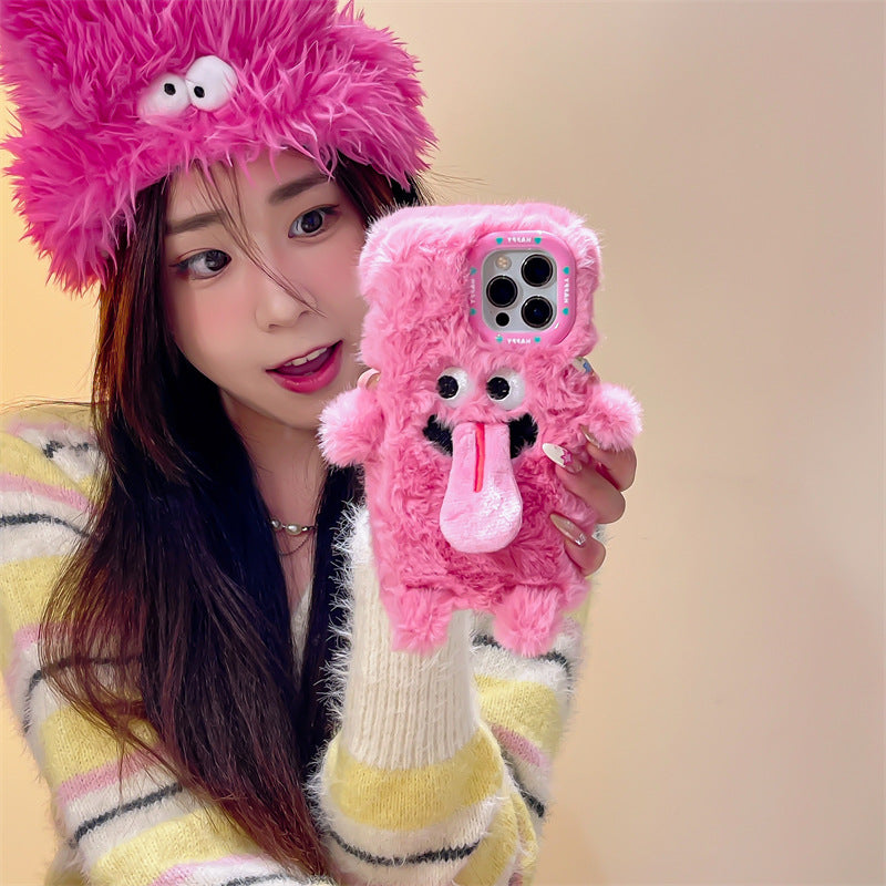 Funny Sticking Tongue Out Cartoon Plush Suitable Drop-resistant Phone Case