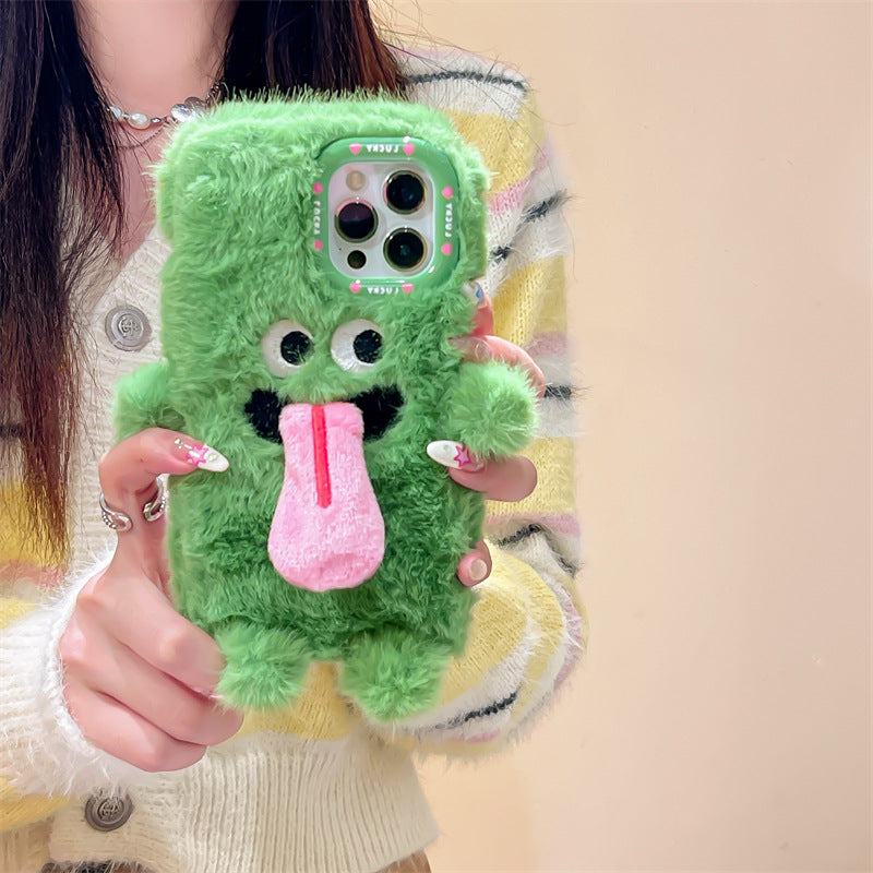 Funny Sticking Tongue Out Cartoon Plush Suitable Drop-resistant Phone Case