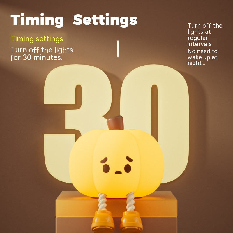 Cute Glow: Rechargeable Pumpkin Night Light - Soft Silicone Lamp with Touch Dimming