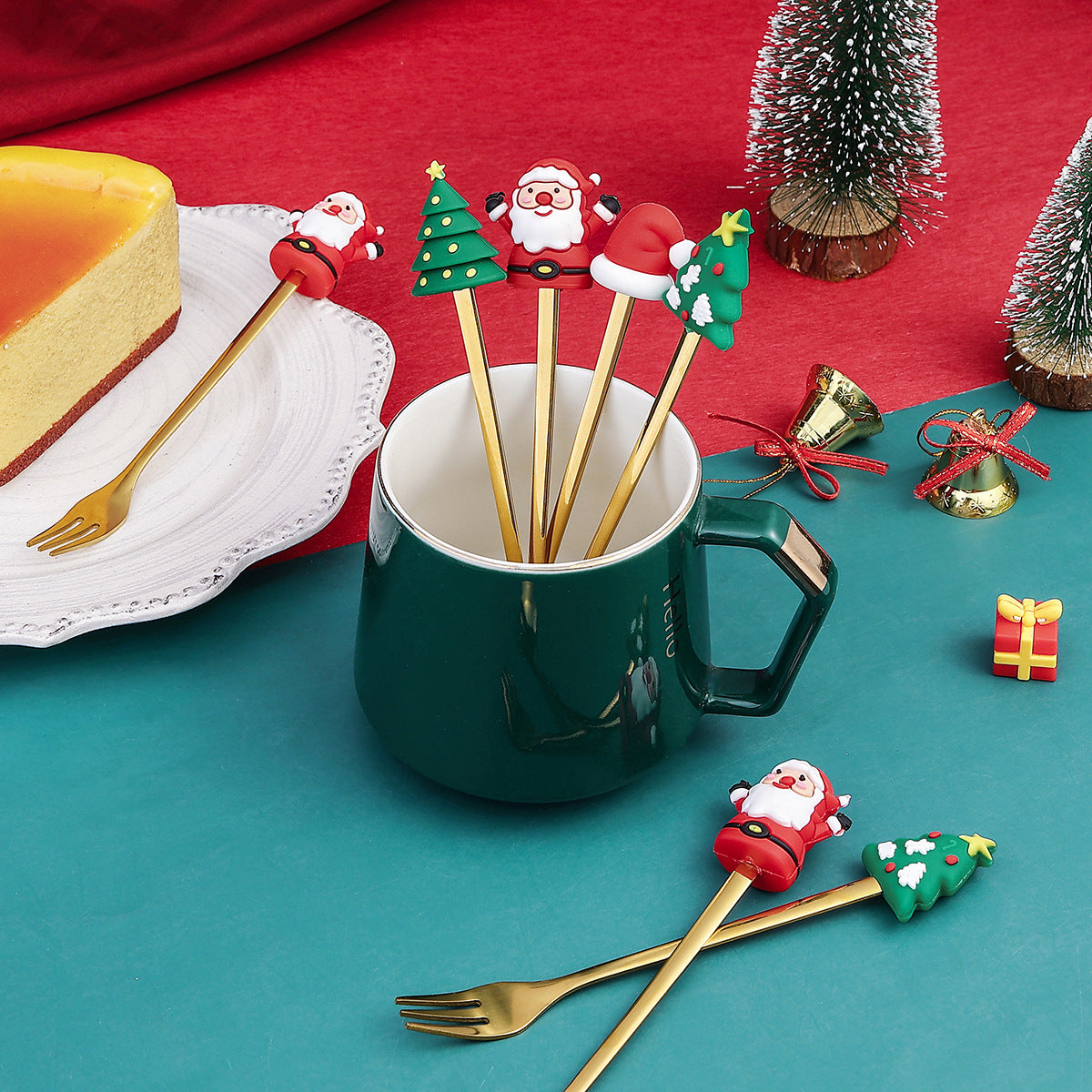 Christmas Dessert Spoon Fruit Fork Set