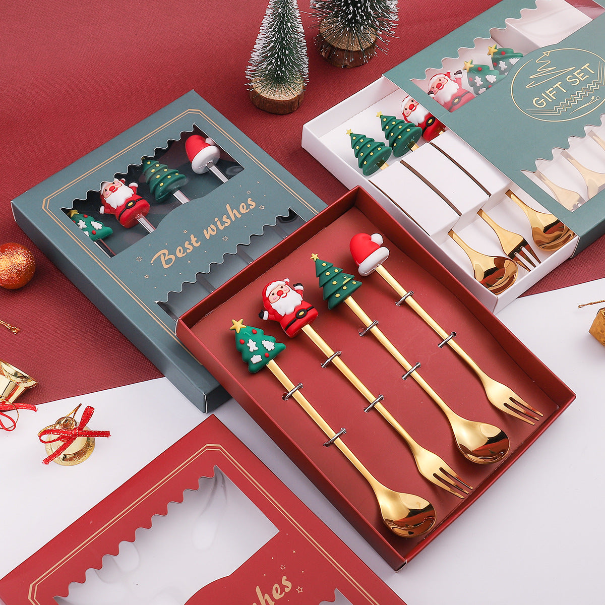 Christmas Dessert Spoon Fruit Fork Set