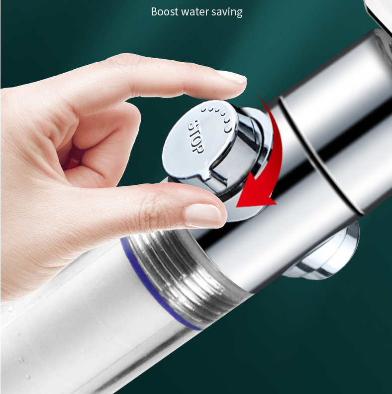 High-Pressure 360° Turbo Propeller Shower Head with Fan Extension and Holder