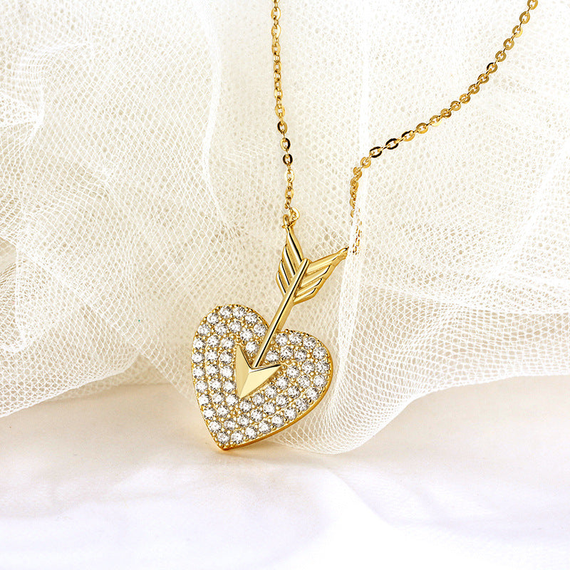 Copper Radiance: Heart-Shaped Diamond Necklace - Net Red Design