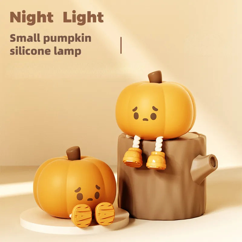 Cute Glow: Rechargeable Pumpkin Night Light - Soft Silicone Lamp with Touch Dimming