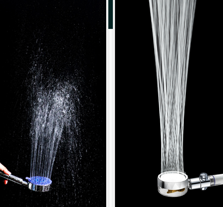 High-Pressure 360° Turbo Propeller Shower Head with Fan Extension and Holder