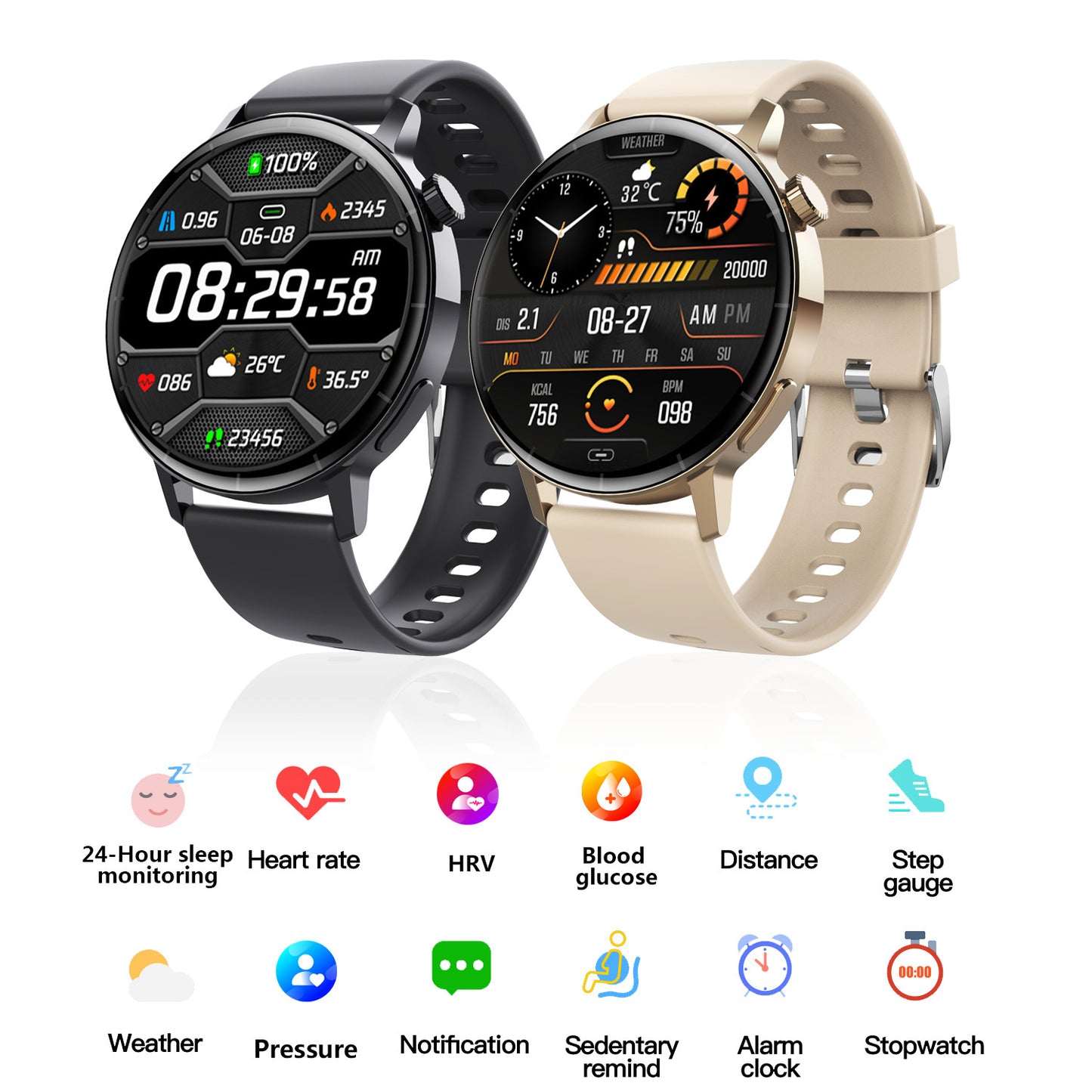 F67S Third Generation Smart Watch with Bluetooth Call - Blood Glucose,Blood Oxygen,Heart Rate Tracking