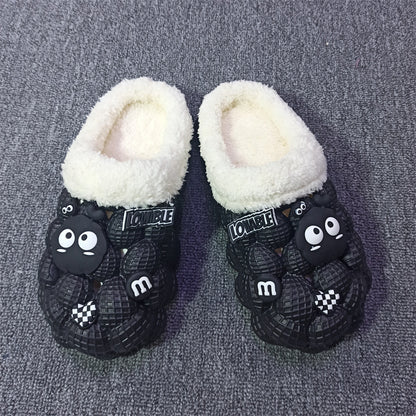 Women's Fashion Casual Lychee Bubble Platform Non-slip Warm Cotton Slippers