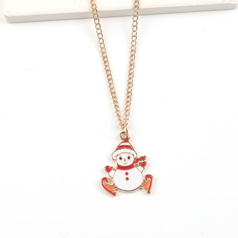 Festive Cartoon Character Pendant Necklace - Christmas and New Year Jewelry