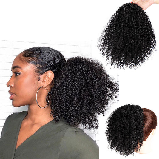 Women's African Drawstring Stretch Small Curly Wig FINDOPIA