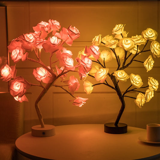 Enchanting Rose Tree Lamp: USB/Battery LED Night Light for Bedroom and Home Decor FINDOPIA