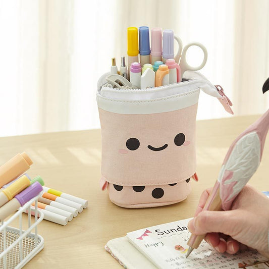 Smiley Face Pen Holder: Cute Girl Heart Multifunctional-Retractable Pencil Case FINDOPIA