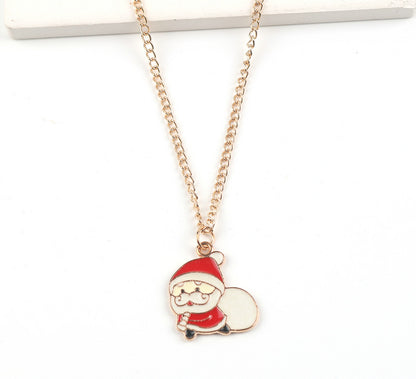 Festive Cartoon Character Pendant Necklace - Christmas and New Year Jewelry