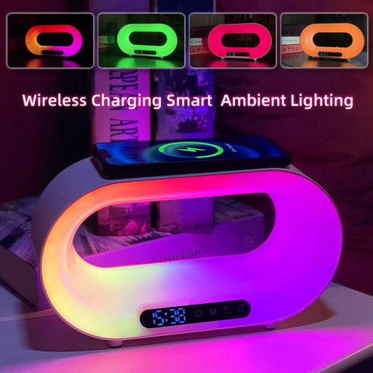 SmartGlow: All-in-One App Control Wireless Charger, Lamp & Alarm Clock FINDOPIA