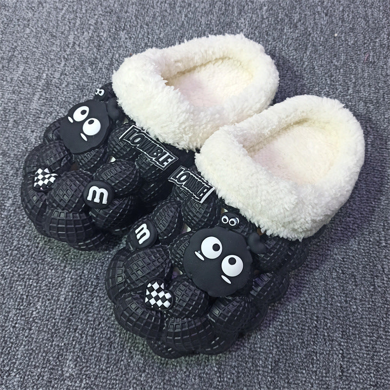 Women's Fashion Casual Lychee Bubble Platform Non-slip Warm Cotton Slippers