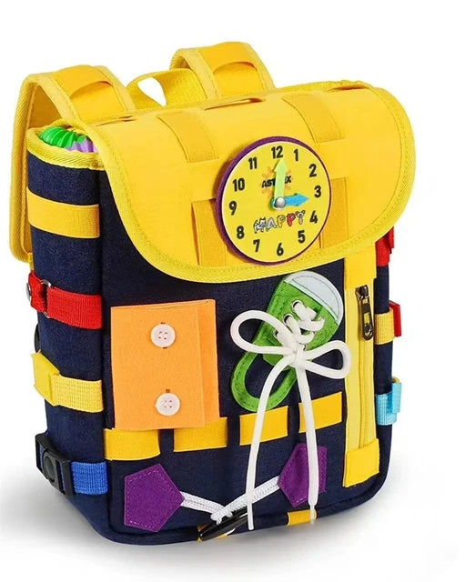 Toddler Busy Board Backpack With Buckles And Learning Activity Toys Develop Basic Life Skills