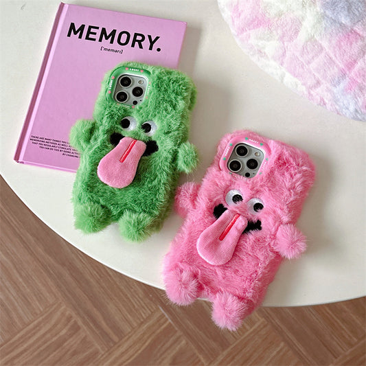 Funny Sticking Tongue Out Cartoon Plush Suitable Drop-resistant Phone Case FINDOPIA