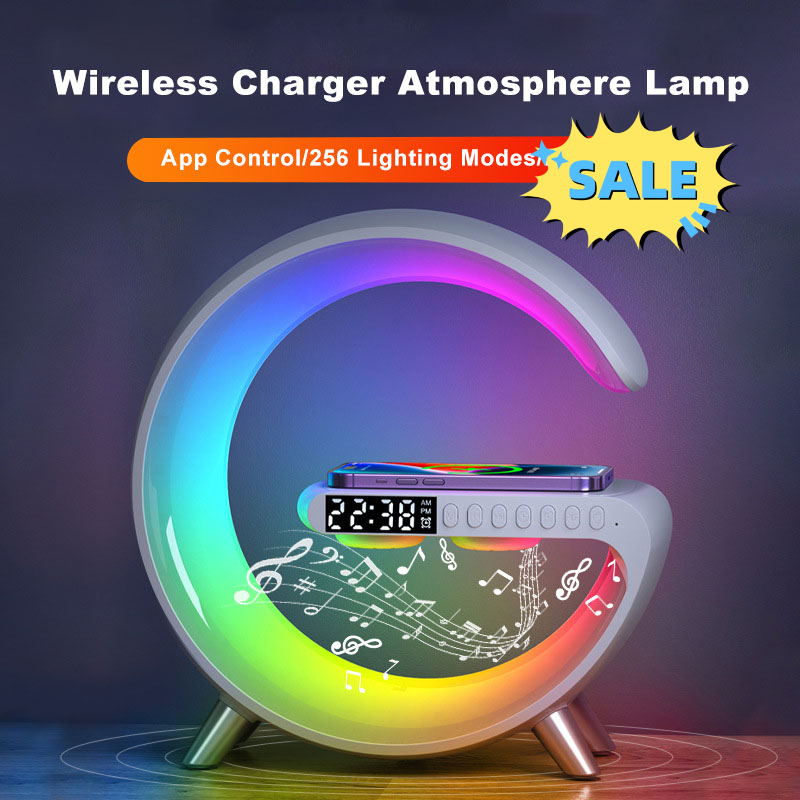 New Intelligent LED Lamp Bluetooth Speaker Wireless Charger Atmosphere Lamp App Control