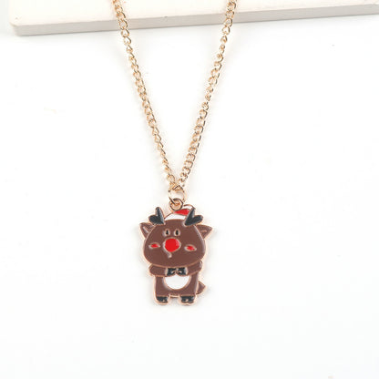 Festive Cartoon Character Pendant Necklace - Christmas and New Year Jewelry