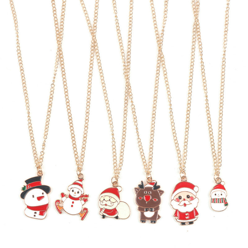 Festive Cartoon Character Pendant Necklace - Christmas and New Year Jewelry