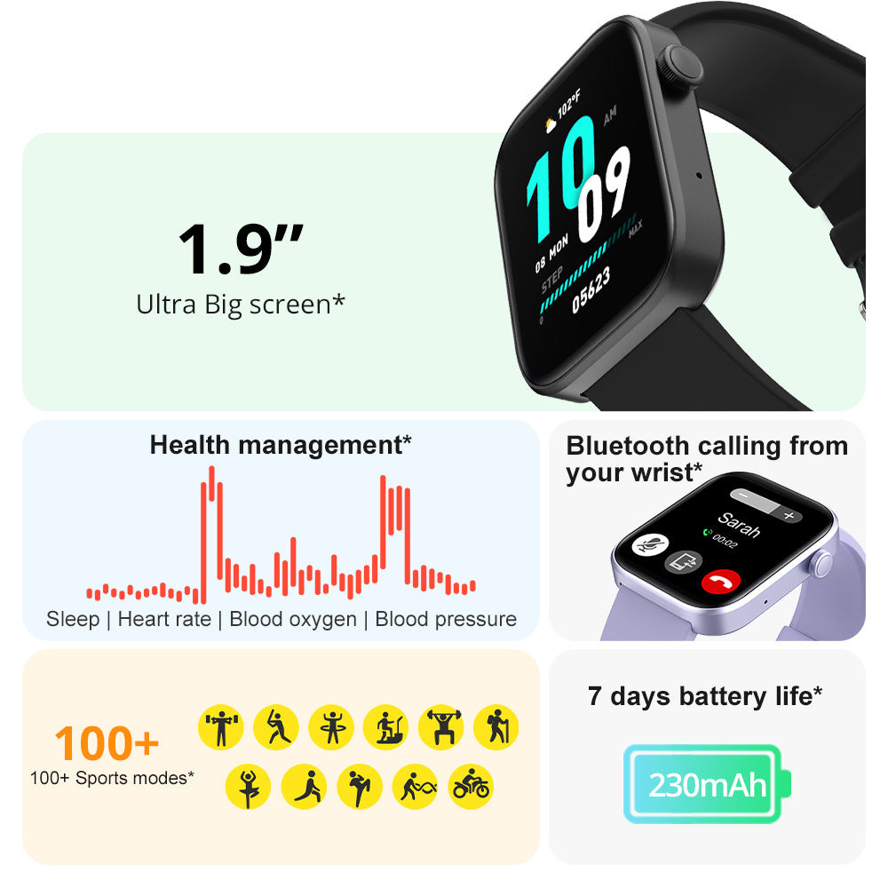 Sports Heart Rate Meter Step IP67 Waterproof Full Screen Smart Watch