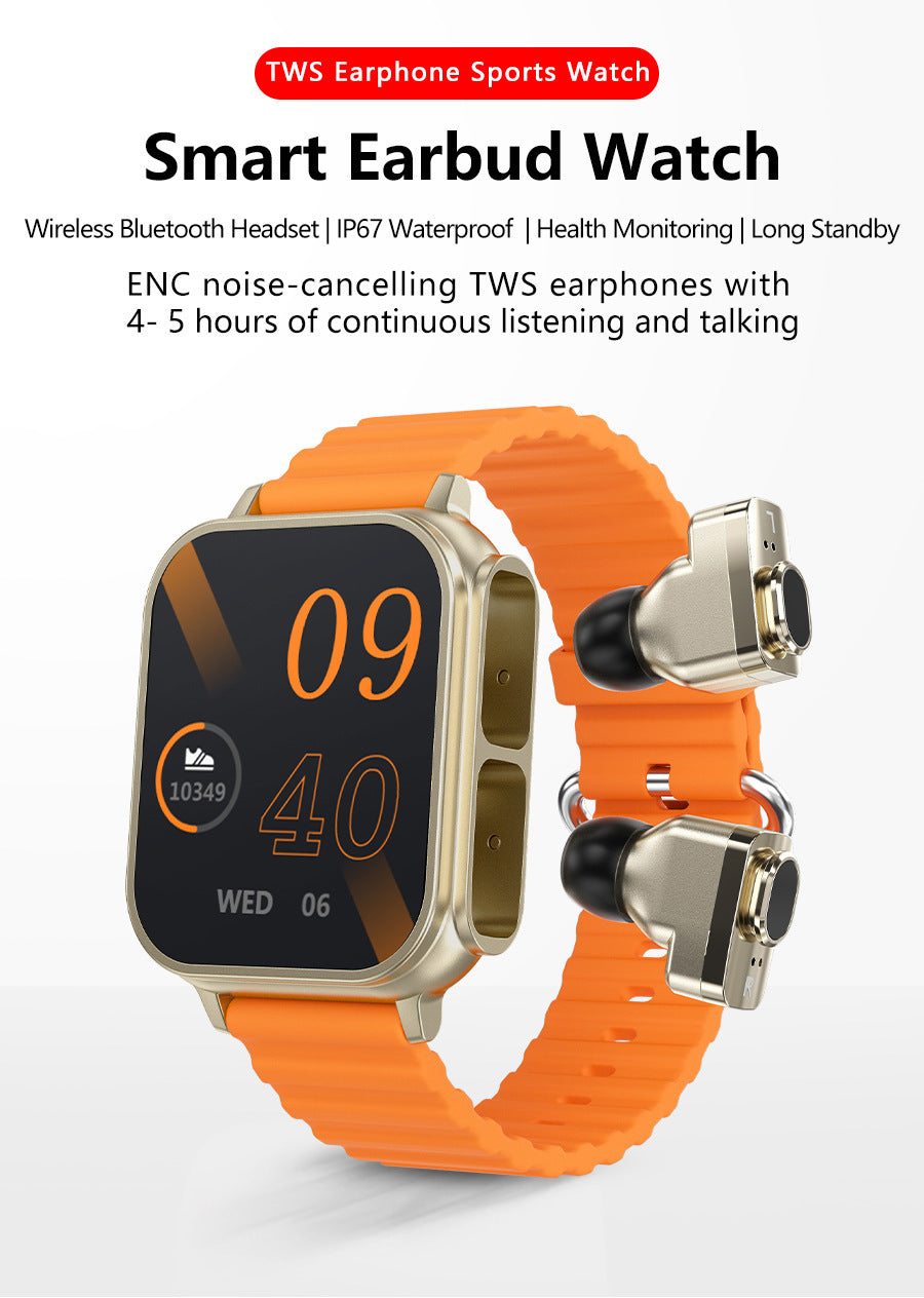 N22 Earphone Watch Two-in-one Sitting Heart Rate Health Monitoring Multi-sport Mode Smart Watch